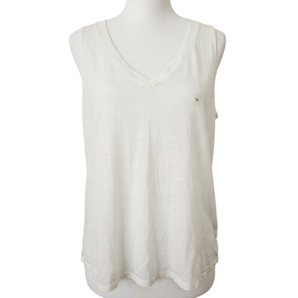 Maurices 24/7 White Slub Knit V-Neck Sleeveless Tank Top Plus Size 1X NWT